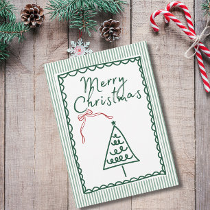 Retro grüne Weihnachtsbaum & Foto Custom Karte