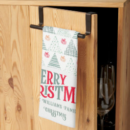 Retro Grüne Weihnachtsbäume Moderne Abstrakte Einz Geschirrtuch