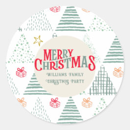 Retro Grüne Weihnachtsbäume Moderne Abstrakte Einz Runder Aufkleber