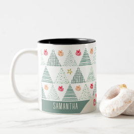 Retro Grüne Weihnachtsbäume Moderne Abstrakte Einz Zweifarbige Tasse
