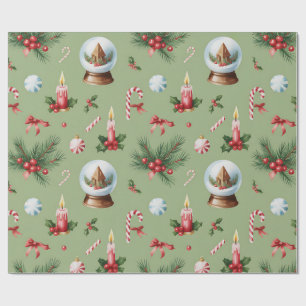 Retro-grüne Weihnachtspapier Geschenkpapier