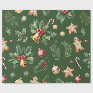 Retro-grüne Weihnachtspapier Geschenkpapier