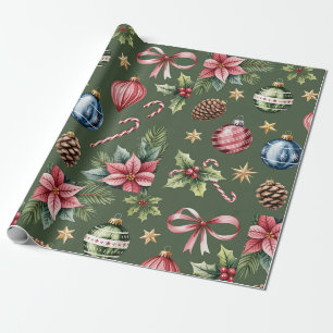 Retro-grüne Weihnachtspapier Geschenkpapier