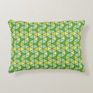 Retro-grüner-gelber-Dreieck-Geometrie-Muster Dekokissen