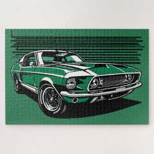 Retro grüner Muscle-Car Seiten Pop-Art Illustratio