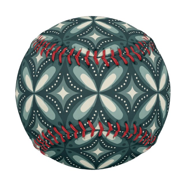 Retro grünes geometrisches Muster Baseball (Vorderseite)