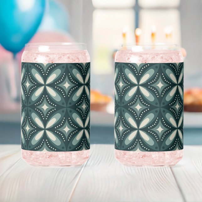 Retro grünes geometrisches Muster Dosenglas (Insitu (Baby Party))