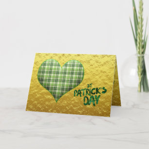 Retro grünes kariertes Herz St Patrick Day Karte