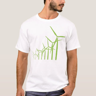 Retro grünes Wind-Turbine-T-Shirt T-Shirt