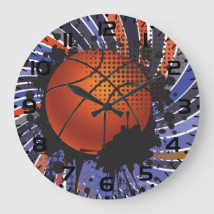 Retro-Grunge-Basketball-Abstrakte Urbane Sportart Große Wanduhr