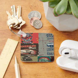 Retro Grunge Classic Car Schlüsselanhänger