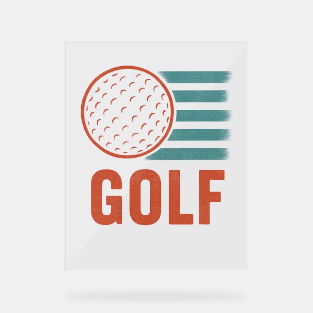 Retro Grunge Golf Acrylschild (Vorderseite)