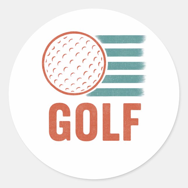 Retro Grunge Golf Runder Aufkleber (Vorderseite)