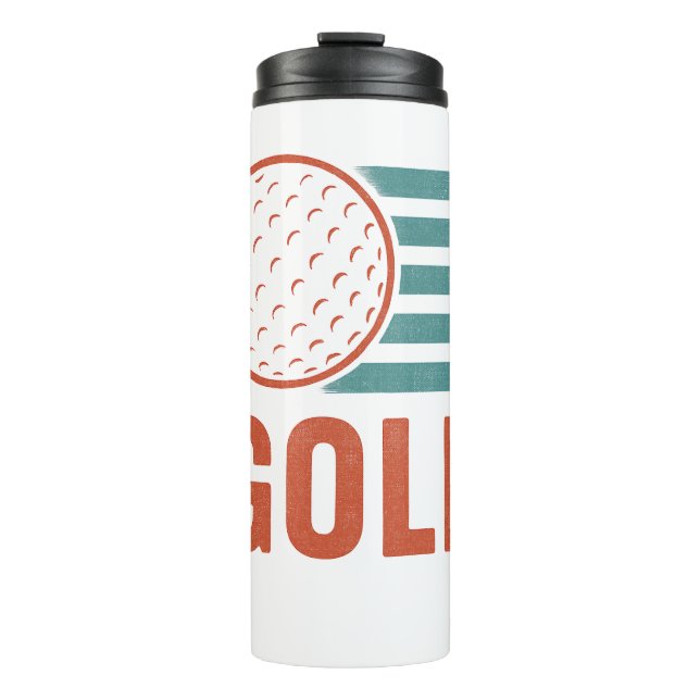 Retro Grunge Golf Thermosbecher (Vorderseite)