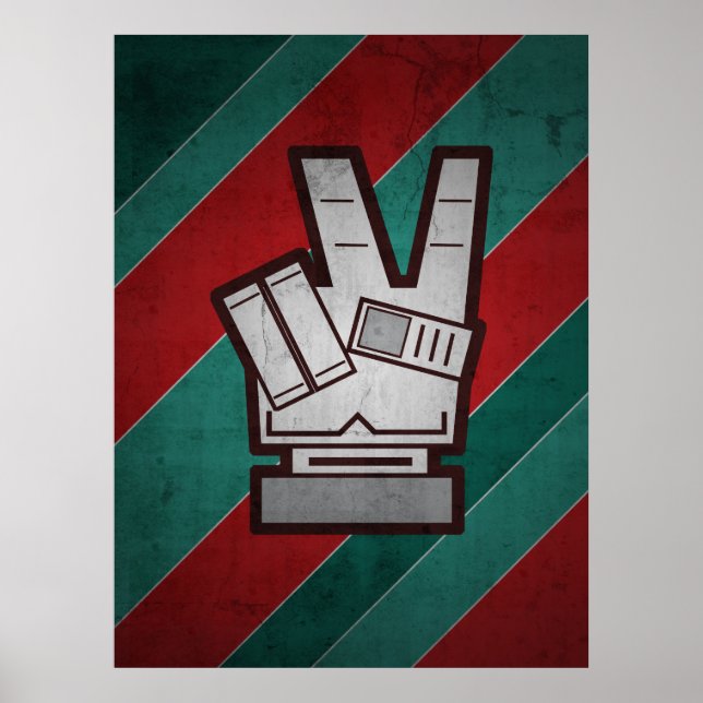 Retro Grunge Peace Hand Sign Poster (Vorne)