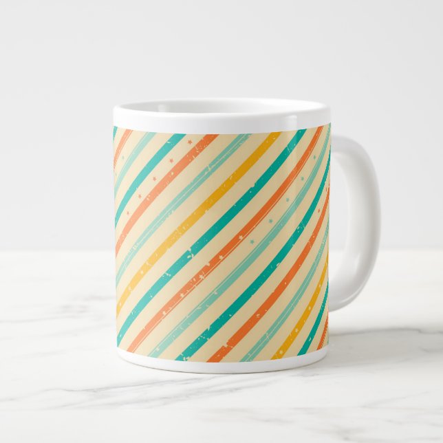 Retro-Grunge-Streifen Jumbo-Tasse (Vorderseite Rechts)