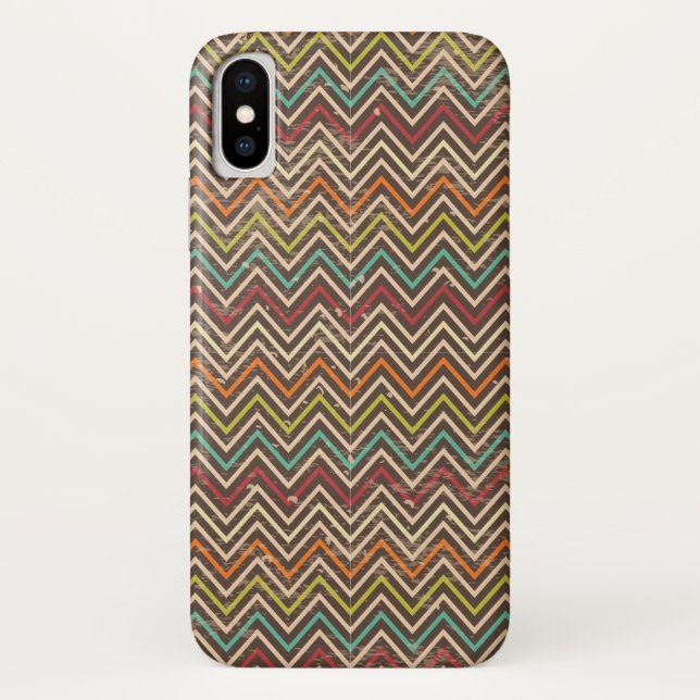Retro Grunge Zickzack Muster Case-Mate iPhone Hülle (Rückseite)