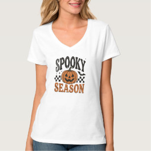 Retro Grusel-Saison Halloween-V-Ausschnitt  T-Shirt