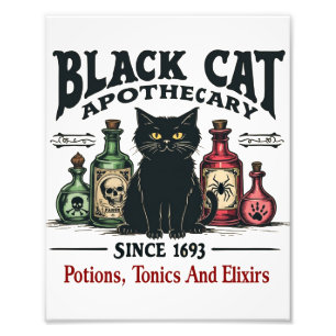 Retro Grusel Schwarzkatze Apotheke Hexen Wicca Fotodruck