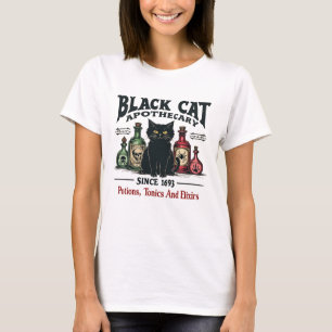 Retro Grusel Schwarzkatze Apotheke Hexen Wicca T-Shirt