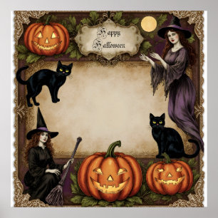 Retro Gruselige Halloween-Grußkarte Poster