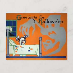 Retro Gruseliger Halloween-Geist Postkarte