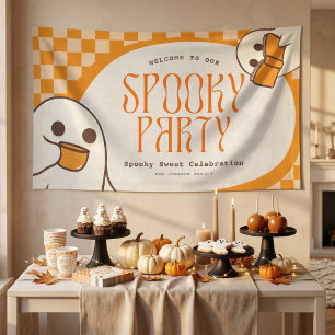 Retro-gruseliger-süßer-Geister-Halloween-Party Banner