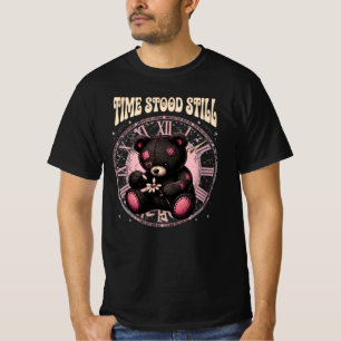 Retro Gruseliger Süßer Teddybär Vintage-Uhr Grafik T-Shirt