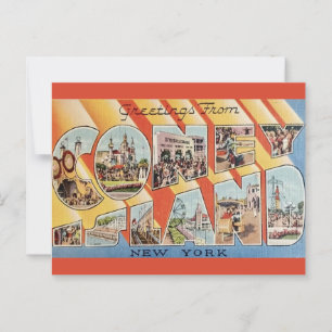 Retro Gruß aus Coney Island NY Postkarte