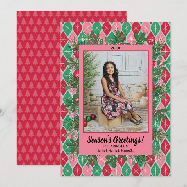 Retro Gruß Foto Weihnachtskarte Feiertagskarte (Vorne/Hinten)