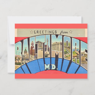 Retro Gruß von Baltimore MD Postkarte