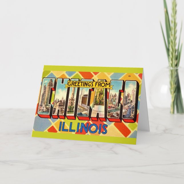 Retro Gruß von Chicago Card Karte (Vorderseite)