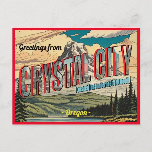 Retro-Grüße aus Kristallstadt Postkarte (Vorderseite)