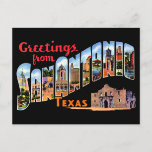 Retro Grüße aus San Antonio, Texas Reise Postkarte