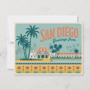 Retro-Grüße aus San Diego Klassisch Retro Postkarte