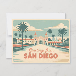 Retro-Grüße aus San Diego Klassisch Retro Postkarte