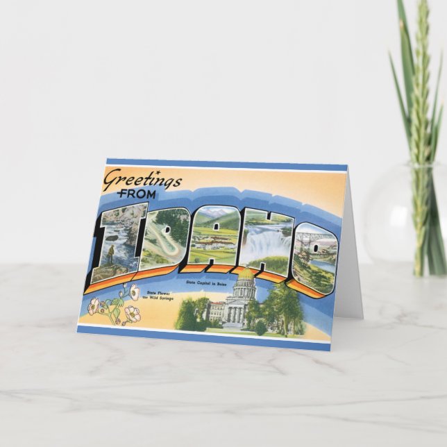 Retro Grüße von Idaho Karte (Vorderseite)