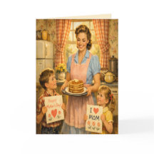 Retro Grußkarte zum Muttertag im Stil der 1950er J