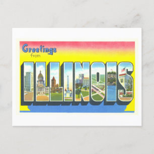 Retro Grußkarten aus Illinois Postkarte