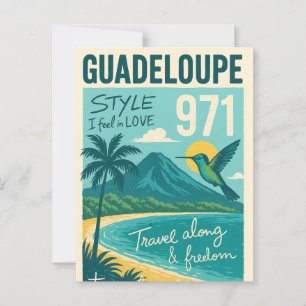 Retro Guadeloupe, Traumstrand Postkarte