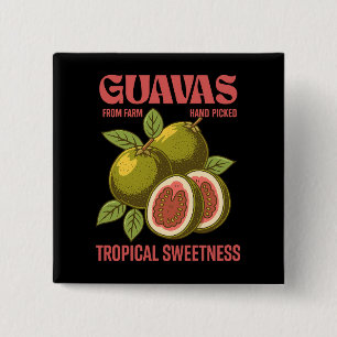 Retro Guavas Fruit Kommerzielle Grafik Art Stil Button