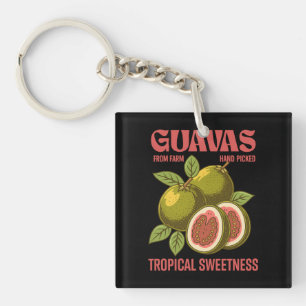 Retro Guavas Fruit Kommerzielle Grafik Art Stil Schlüsselanhänger