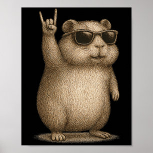 Retro Guinea Rock on Music Funny Gift Men Wome Poster