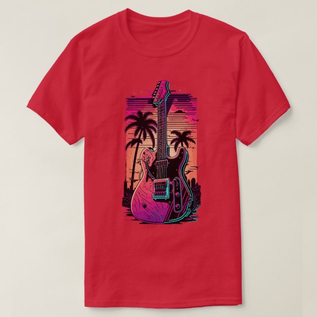 Retro Guitar Gift Guitarist Rock Konzertfestival T-Shirt (Design vorne)