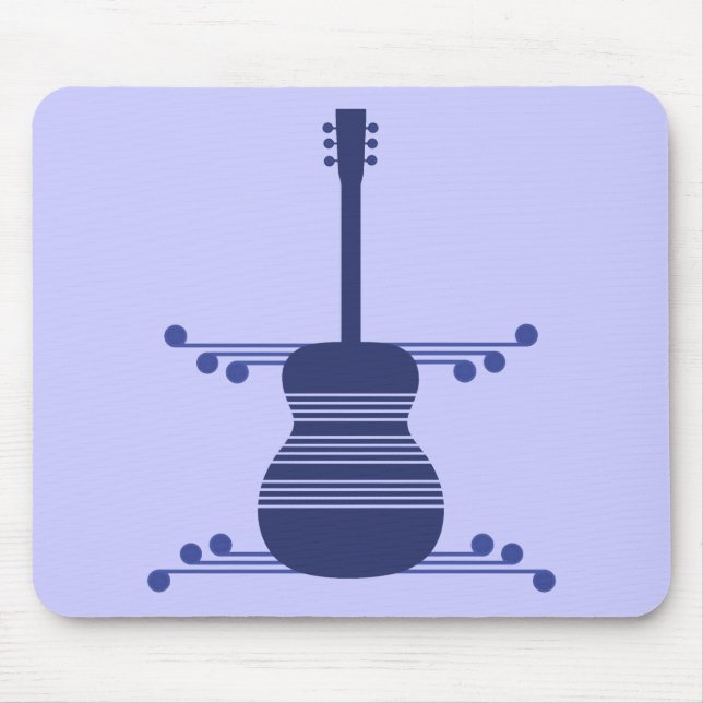 Retro Guitar Mousepad, Navy Blue Mousepad (Vorne)