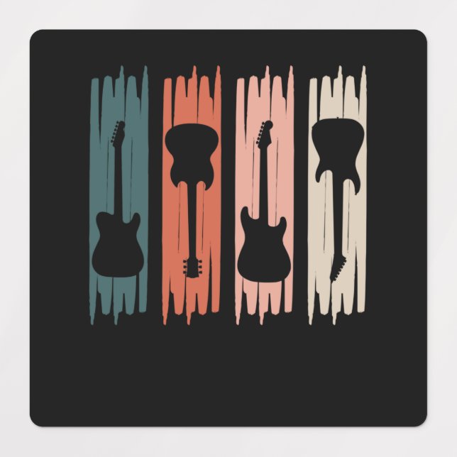 Retro Guitar Music Player Musician Guitarist Graph Etiketten (Design 1)