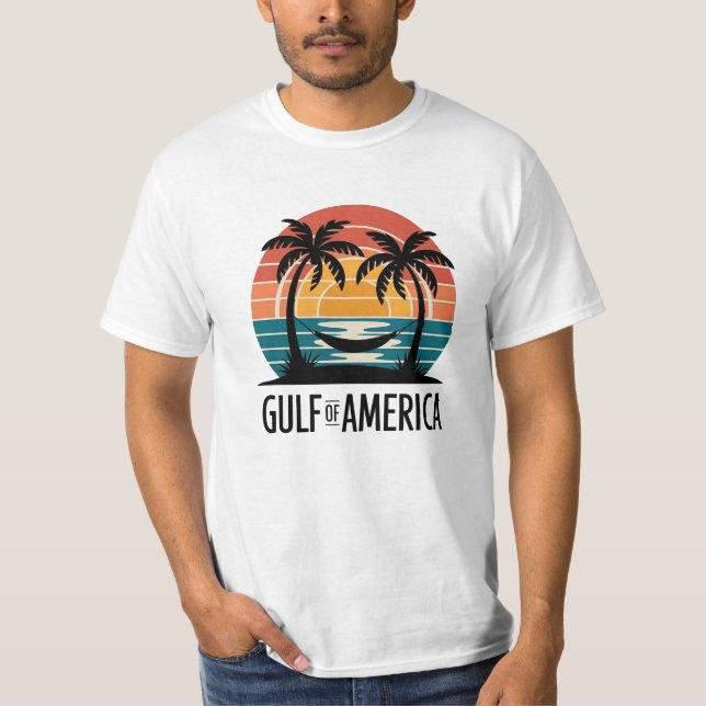 Retro Gulf America Sunset Beach Vibes T-Shirt (Vorderseite)