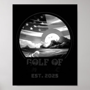 Retro Gulf of US America 2025 American Flag Golf Poster