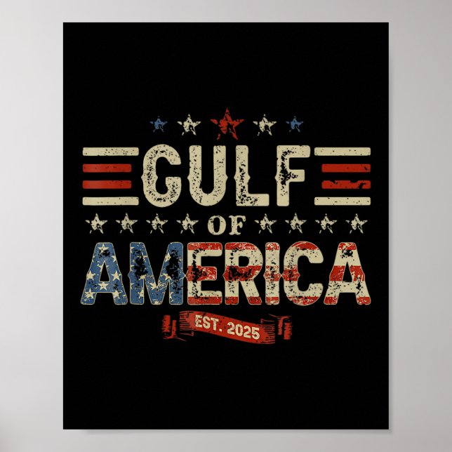 Retro Gulf of US America Est 2025 American Flag G Poster (Vorne)
