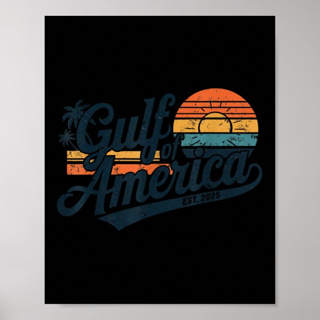 Retro Gulf of US America Est 2025 American Flag G Poster (Vorne)